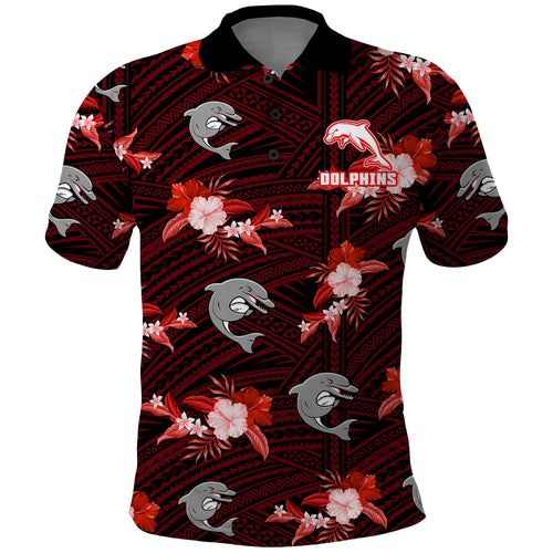 custom-text-and-number-dolphins-rugby-polo-shirt-polynesian-tribal-mix-tropical-hawaiian-style