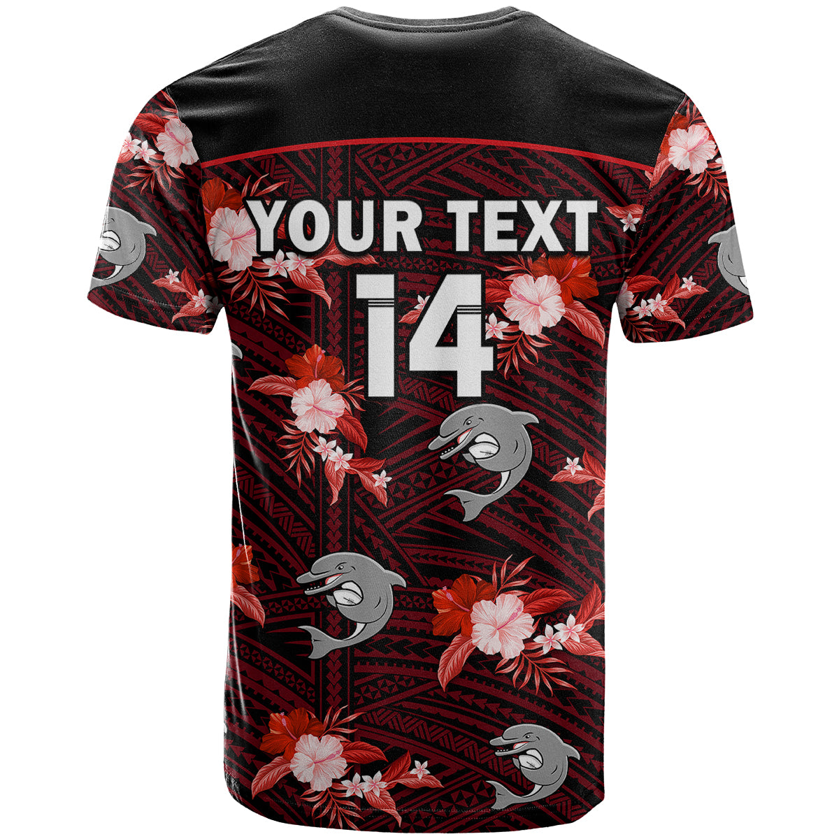 custom-text-and-number-dolphins-rugby-t-shirt-polynesian-tribal-mix-tropical-hawaiian-style