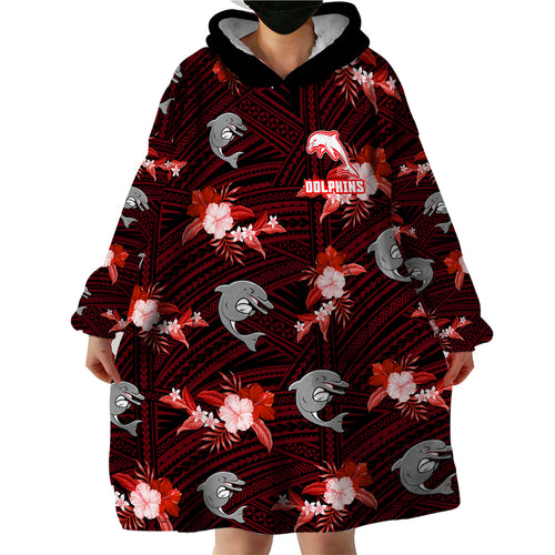 custom-text-and-number-dolphins-rugby-wearable-blanket-hoodie-polynesian-tribal-mix-tropical-hawaiian-style