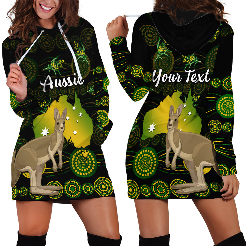 custom-personalised-australia-hoodie-dress-golden-wattle-mix-kangaroo-and-map