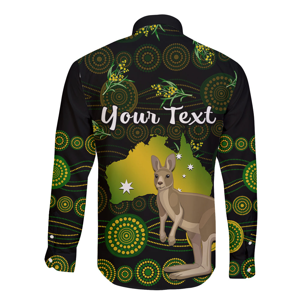 custom-personalised-australia-long-sleeve-button-shirt-golden-wattle-mix-kangaroo-and-map