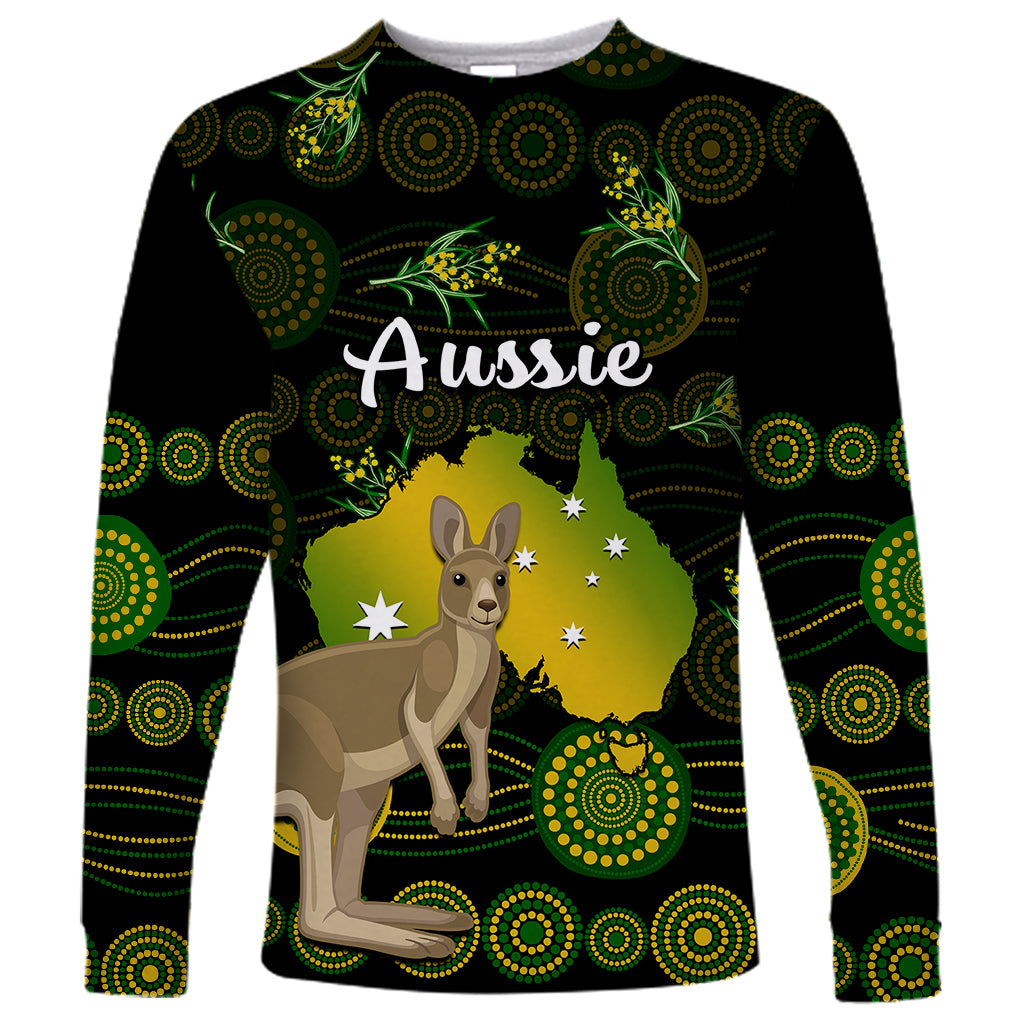 custom-personalised-australia-long-sleeve-shirt-golden-wattle-mix-kangaroo-and-map