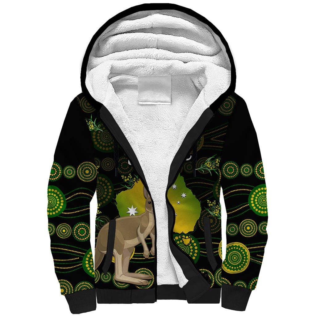 custom-personalised-australia-sherpa-hoodie-golden-wattle-mix-kangaroo-and-map
