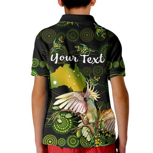 custom-personalised-australia-kid-polo-shirt-golden-wattle-mix-cockatoo-and-map