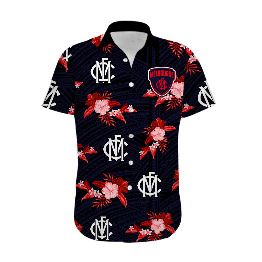 custom-text-and-number-demons-football-hawaiian-shirt-polynesian-tribal-mix-tropical-hawaiian-style