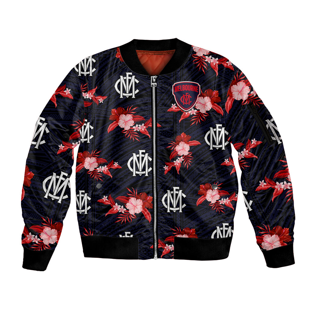 custom-text-and-number-demons-football-sleeve-zip-bomber-jacket-polynesian-tribal-mix-tropical-hawaiian-style