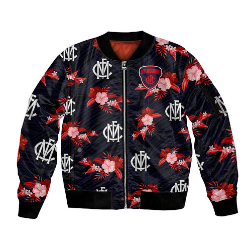 custom-text-and-number-demons-football-sleeve-zip-bomber-jacket-polynesian-tribal-mix-tropical-hawaiian-style