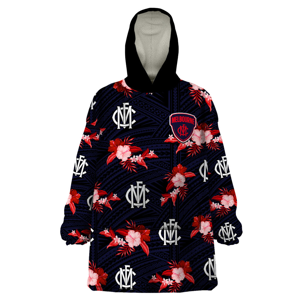 custom-text-and-number-demons-football-wearable-blanket-hoodie-polynesian-tribal-mix-tropical-hawaiian-style