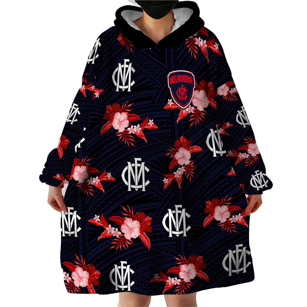 custom-text-and-number-demons-football-wearable-blanket-hoodie-polynesian-tribal-mix-tropical-hawaiian-style