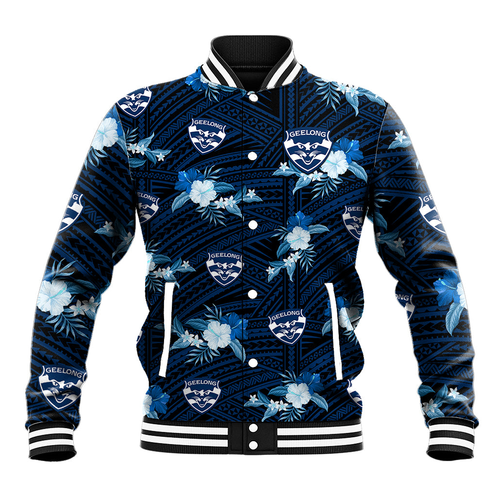 custom-text-and-number-geelong-cats-football-baseball-jacket-polynesian-tribal-mix-tropical-hawaiian-style
