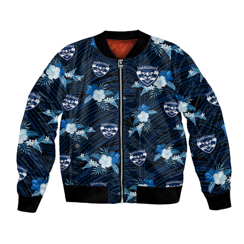 custom-text-and-number-geelong-cats-football-bomber-jacket-polynesian-tribal-mix-tropical-hawaiian-style