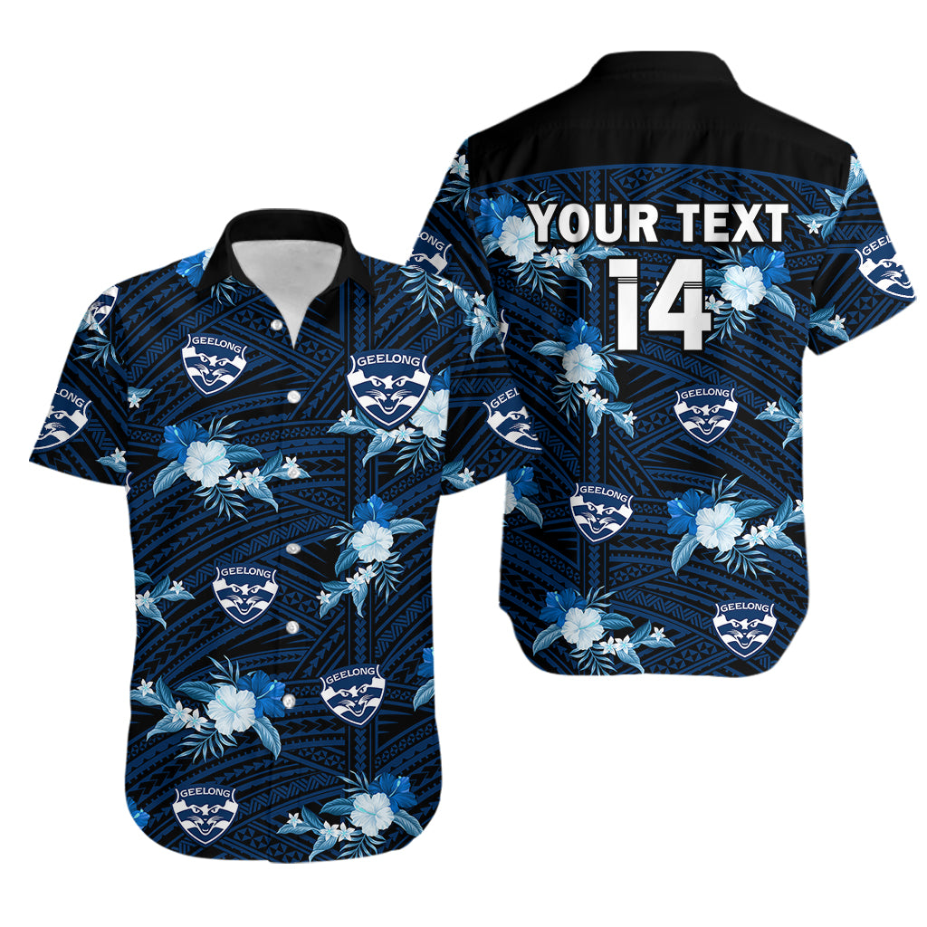 custom-text-and-number-geelong-cats-football-hawaiian-shirt-polynesian-tribal-mix-tropical-hawaiian-style
