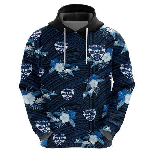 custom-text-and-number-geelong-cats-football-hoodie-polynesian-tribal-mix-tropical-hawaiian-style