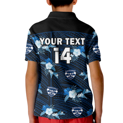 custom-text-and-number-geelong-cats-football-kid-polo-shirt-polynesian-tribal-mix-tropical-hawaiian-style