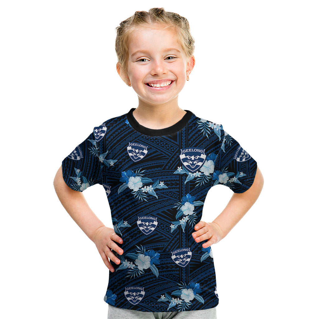 custom-text-and-number-geelong-cats-football-kid-t-shirt-polynesian-tribal-mix-tropical-hawaiian-style