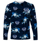 custom-text-and-number-geelong-cats-football-long-sleeve-shirt-polynesian-tribal-mix-tropical-hawaiian-style