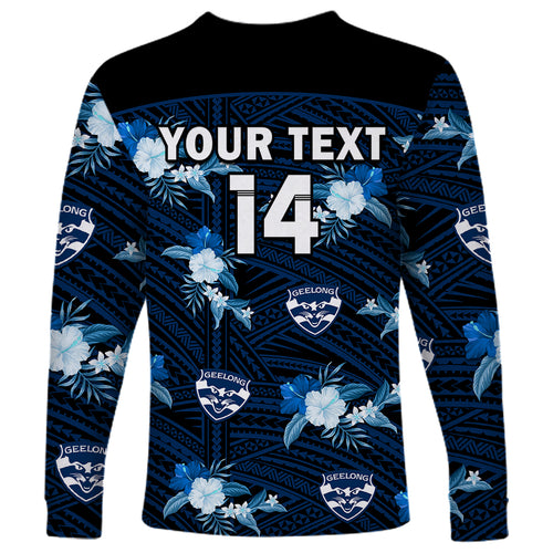 custom-text-and-number-geelong-cats-football-long-sleeve-shirt-polynesian-tribal-mix-tropical-hawaiian-style