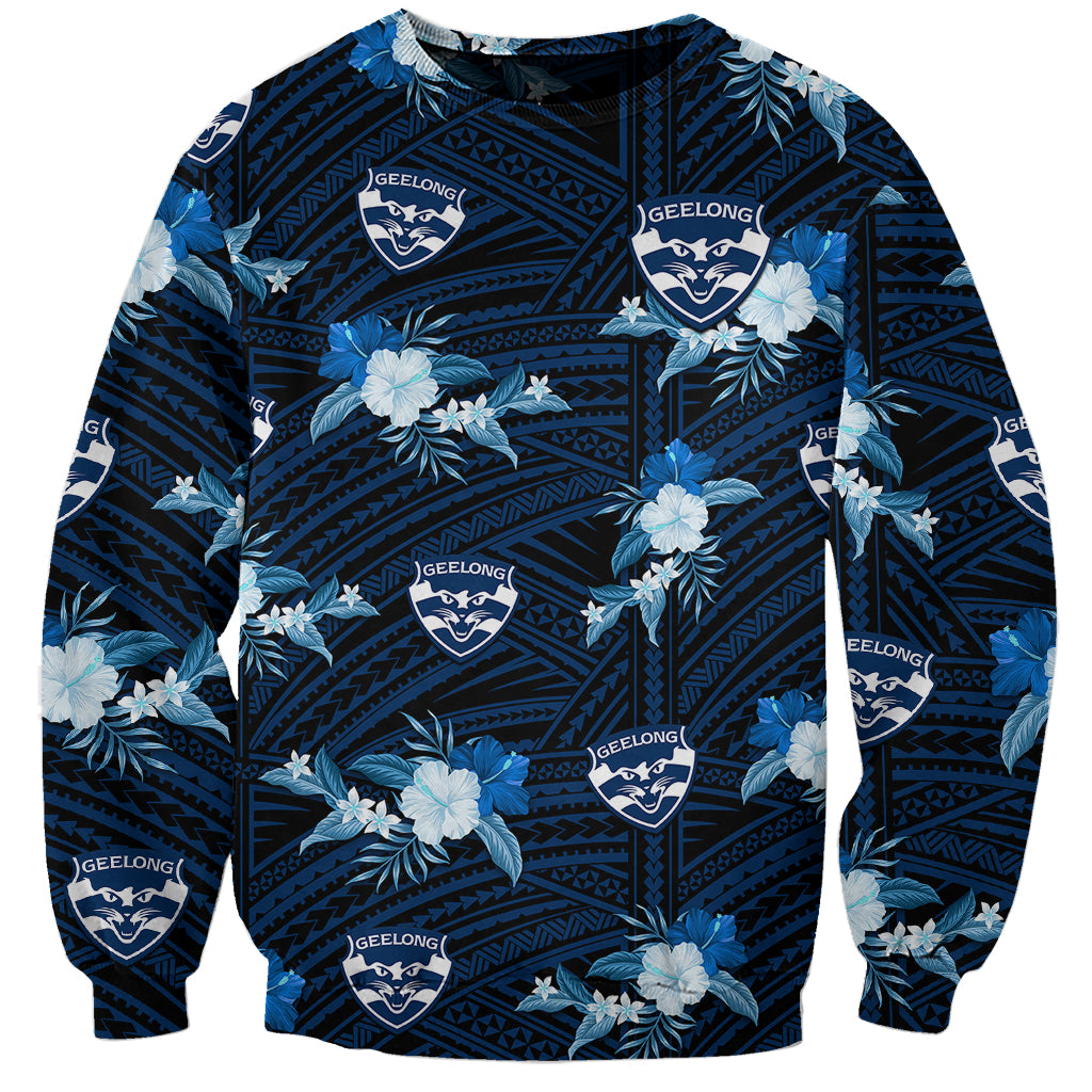 custom-text-and-number-geelong-cats-football-sweatshirt-polynesian-tribal-mix-tropical-hawaiian-style
