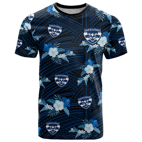 custom-text-and-number-geelong-cats-football-t-shirt-polynesian-tribal-mix-tropical-hawaiian-style