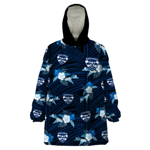 custom-text-and-number-geelong-cats-football-wearable-blanket-hoodie-polynesian-tribal-mix-tropical-hawaiian-style