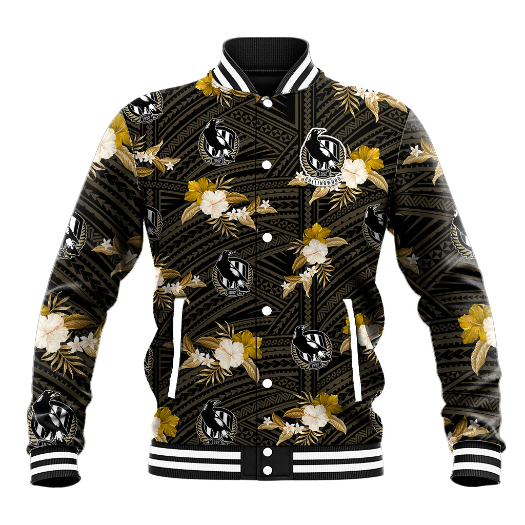 custom-text-and-number-collingwood-football-baseball-jacket-polynesian-tribal-mix-tropical-hawaiian-style