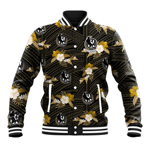 custom-text-and-number-collingwood-football-baseball-jacket-polynesian-tribal-mix-tropical-hawaiian-style
