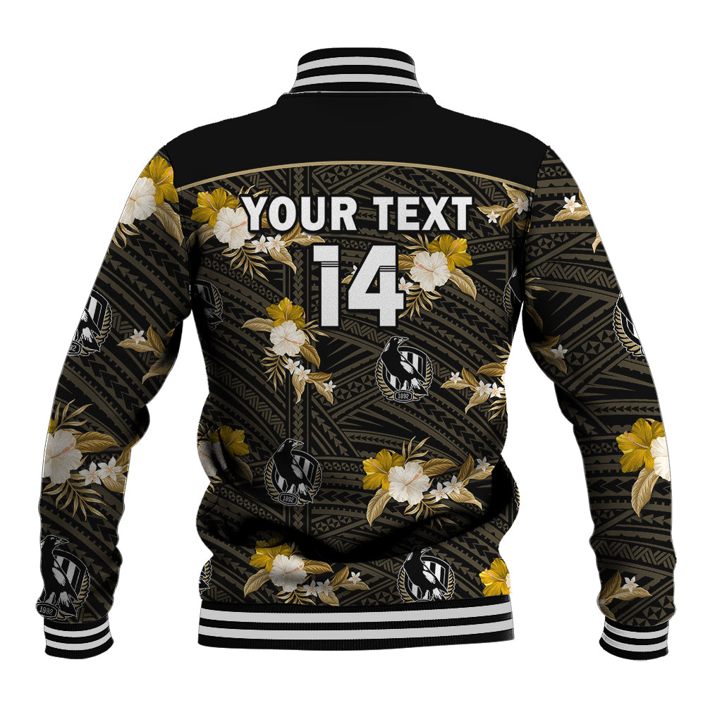 custom-text-and-number-collingwood-football-baseball-jacket-polynesian-tribal-mix-tropical-hawaiian-style