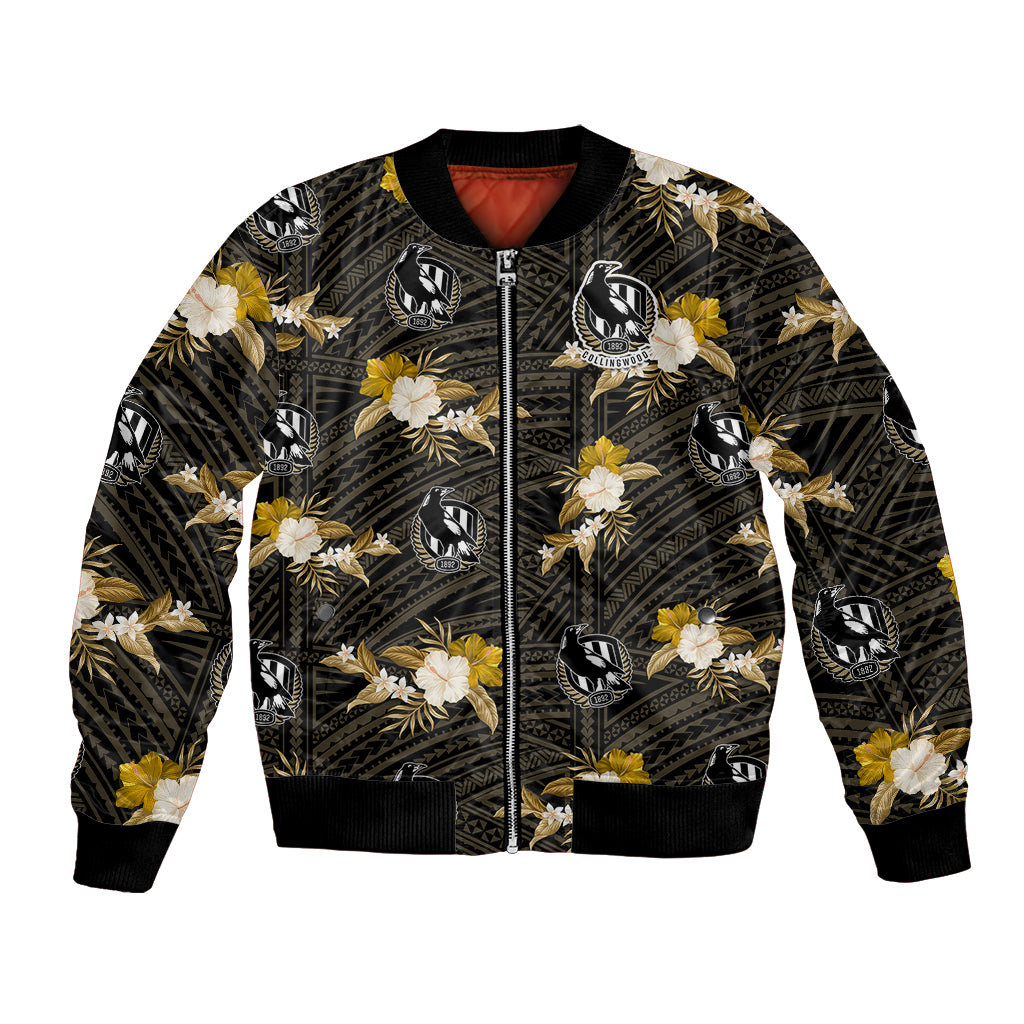 custom-text-and-number-collingwood-football-bomber-jacket-polynesian-tribal-mix-tropical-hawaiian-style