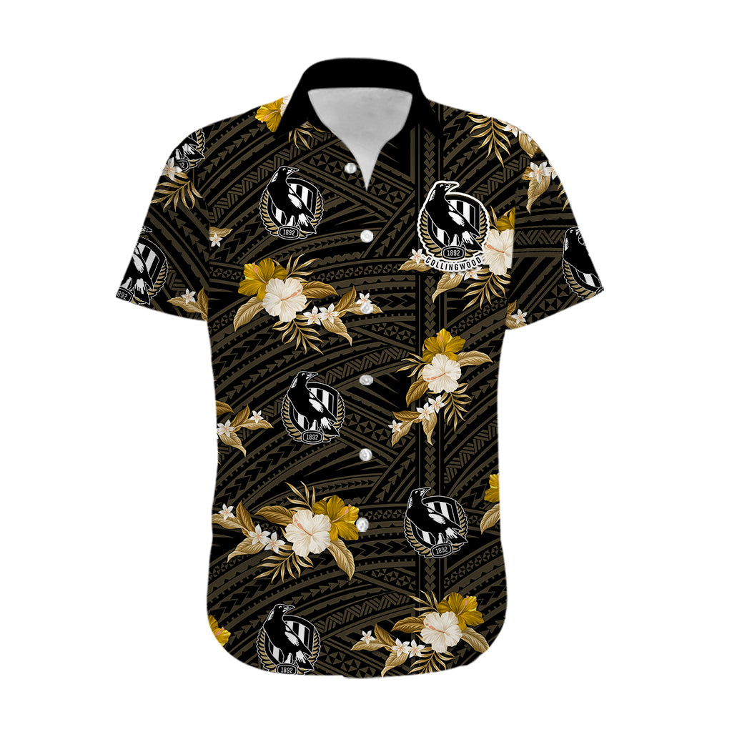 custom-text-and-number-collingwood-football-hawaiian-shirt-polynesian-tribal-mix-tropical-hawaiian-style