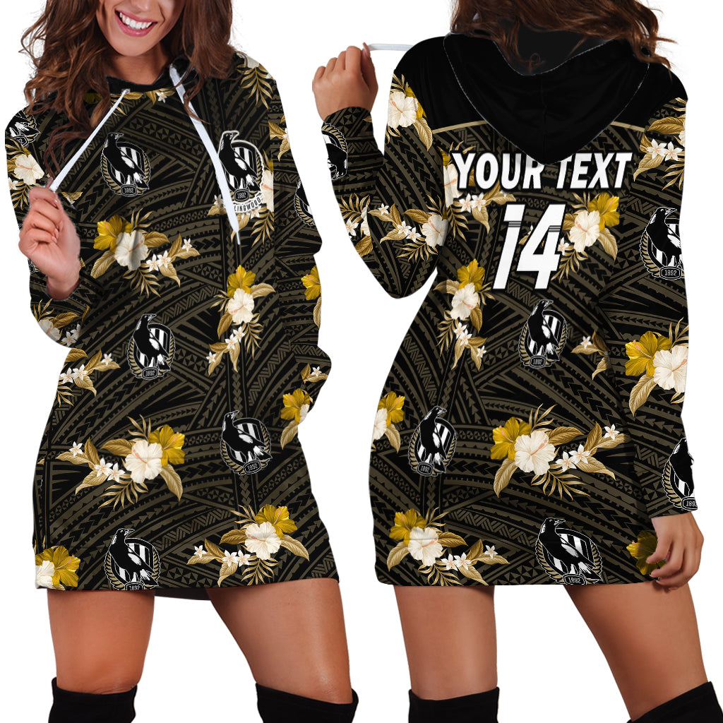 custom-text-and-number-collingwood-football-hoodie-dress-polynesian-tribal-mix-tropical-hawaiian-style