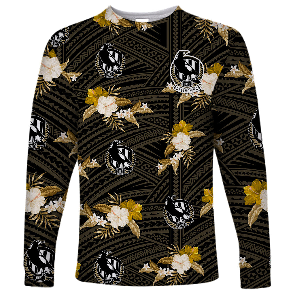 custom-text-and-number-collingwood-football-long-sleeve-shirt-polynesian-tribal-mix-tropical-hawaiian-style