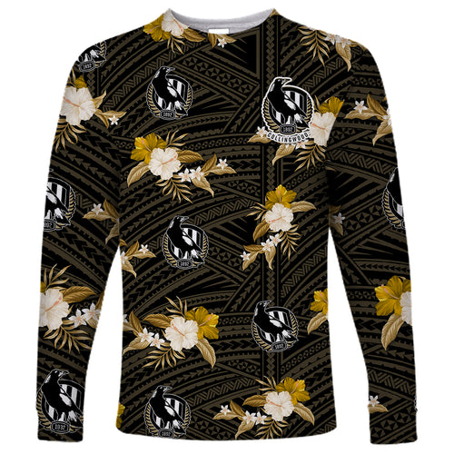 custom-text-and-number-collingwood-football-long-sleeve-shirt-polynesian-tribal-mix-tropical-hawaiian-style