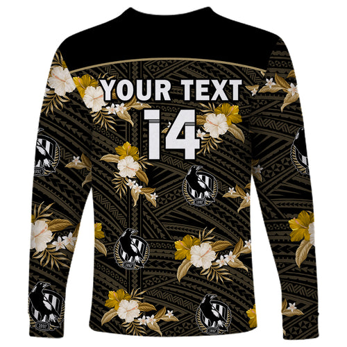 custom-text-and-number-collingwood-football-long-sleeve-shirt-polynesian-tribal-mix-tropical-hawaiian-style