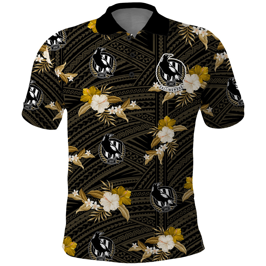custom-text-and-number-collingwood-football-polo-shirt-polynesian-tribal-mix-tropical-hawaiian-style