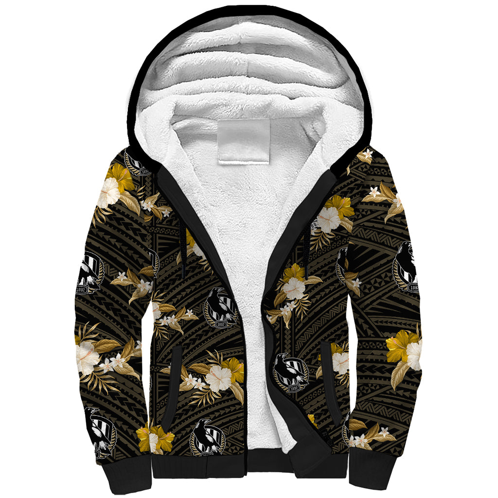 custom-text-and-number-collingwood-football-sherpa-hoodie-polynesian-tribal-mix-tropical-hawaiian-style