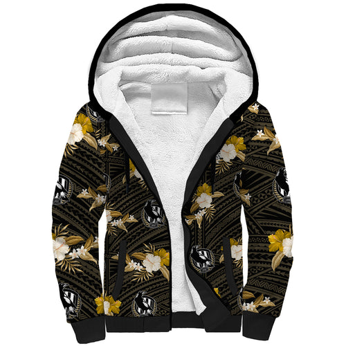 custom-text-and-number-collingwood-football-sherpa-hoodie-polynesian-tribal-mix-tropical-hawaiian-style