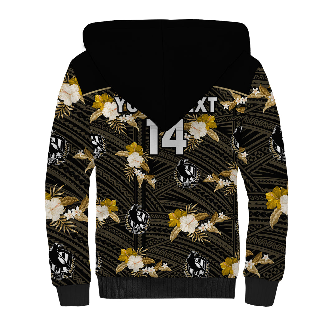 custom-text-and-number-collingwood-football-sherpa-hoodie-polynesian-tribal-mix-tropical-hawaiian-style