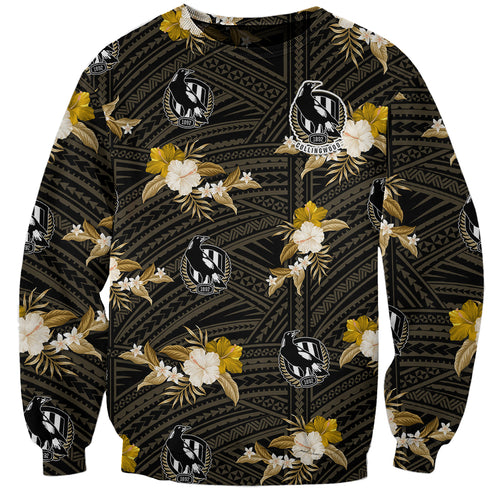 custom-text-and-number-collingwood-football-sweatshirt-polynesian-tribal-mix-tropical-hawaiian-style
