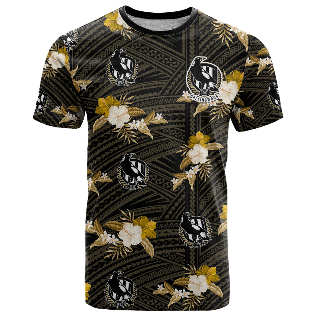custom-text-and-number-collingwood-football-t-shirt-polynesian-tribal-mix-tropical-hawaiian-style