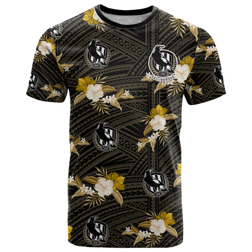 custom-text-and-number-collingwood-football-t-shirt-polynesian-tribal-mix-tropical-hawaiian-style