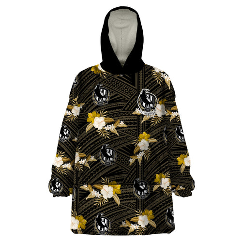 custom-text-and-number-collingwood-football-wearable-blanket-hoodie-polynesian-tribal-mix-tropical-hawaiian-style