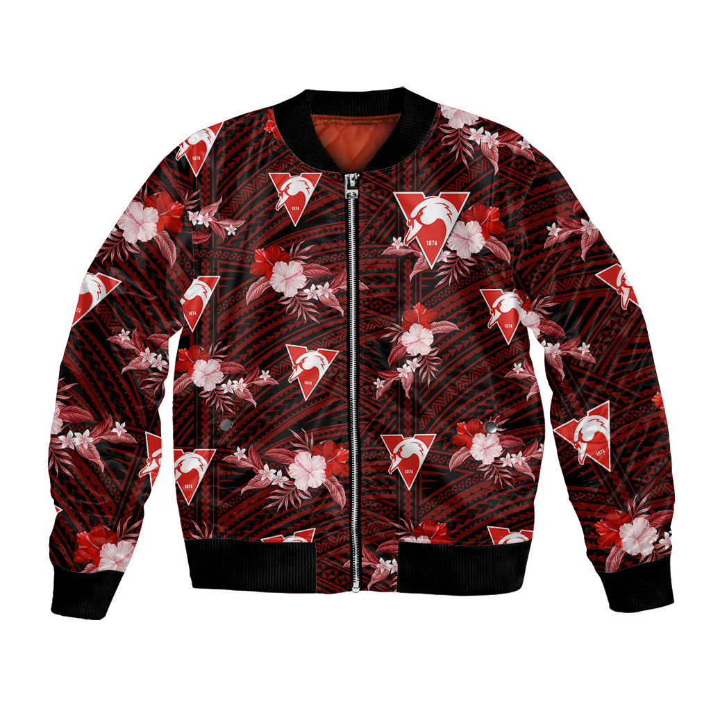 custom-text-and-number-sydney-swans-football-bomber-jacket-polynesian-tribal-mix-tropical-hawaiian-style