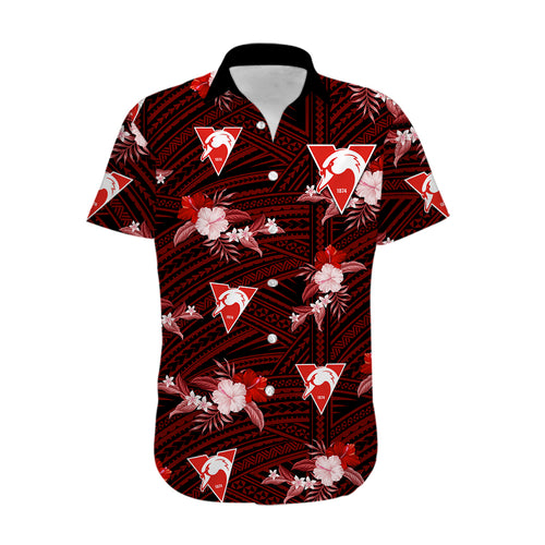 custom-text-and-number-sydney-swans-football-hawaiian-shirt-polynesian-tribal-mix-tropical-hawaiian-style
