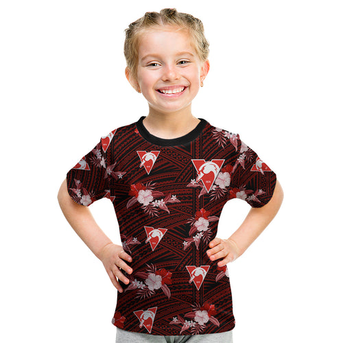 custom-text-and-number-sydney-swans-football-kid-t-shirt-polynesian-tribal-mix-tropical-hawaiian-style