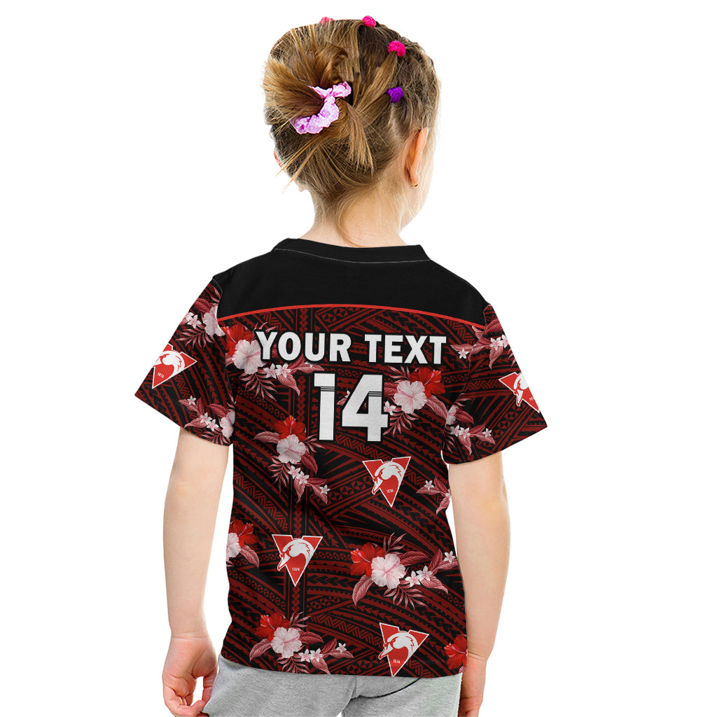 custom-text-and-number-sydney-swans-football-kid-t-shirt-polynesian-tribal-mix-tropical-hawaiian-style