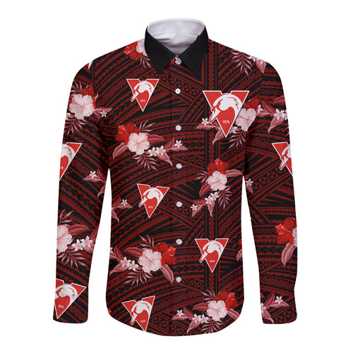 custom-text-and-number-sydney-swans-football-long-sleeve-button-shirt-polynesian-tribal-mix-tropical-hawaiian-style
