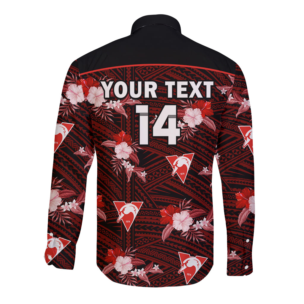 custom-text-and-number-sydney-swans-football-long-sleeve-button-shirt-polynesian-tribal-mix-tropical-hawaiian-style