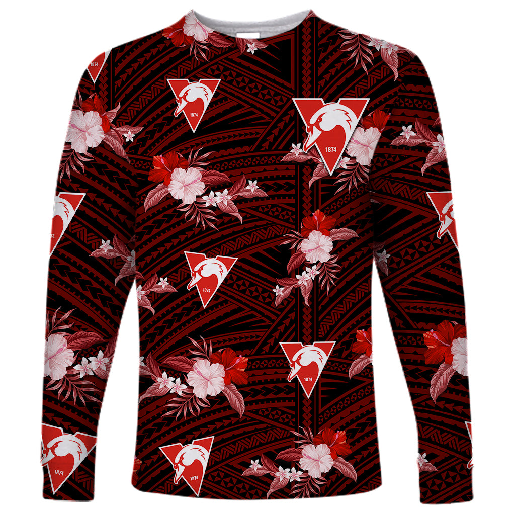 custom-text-and-number-sydney-swans-football-long-sleeve-shirt-polynesian-tribal-mix-tropical-hawaiian-style