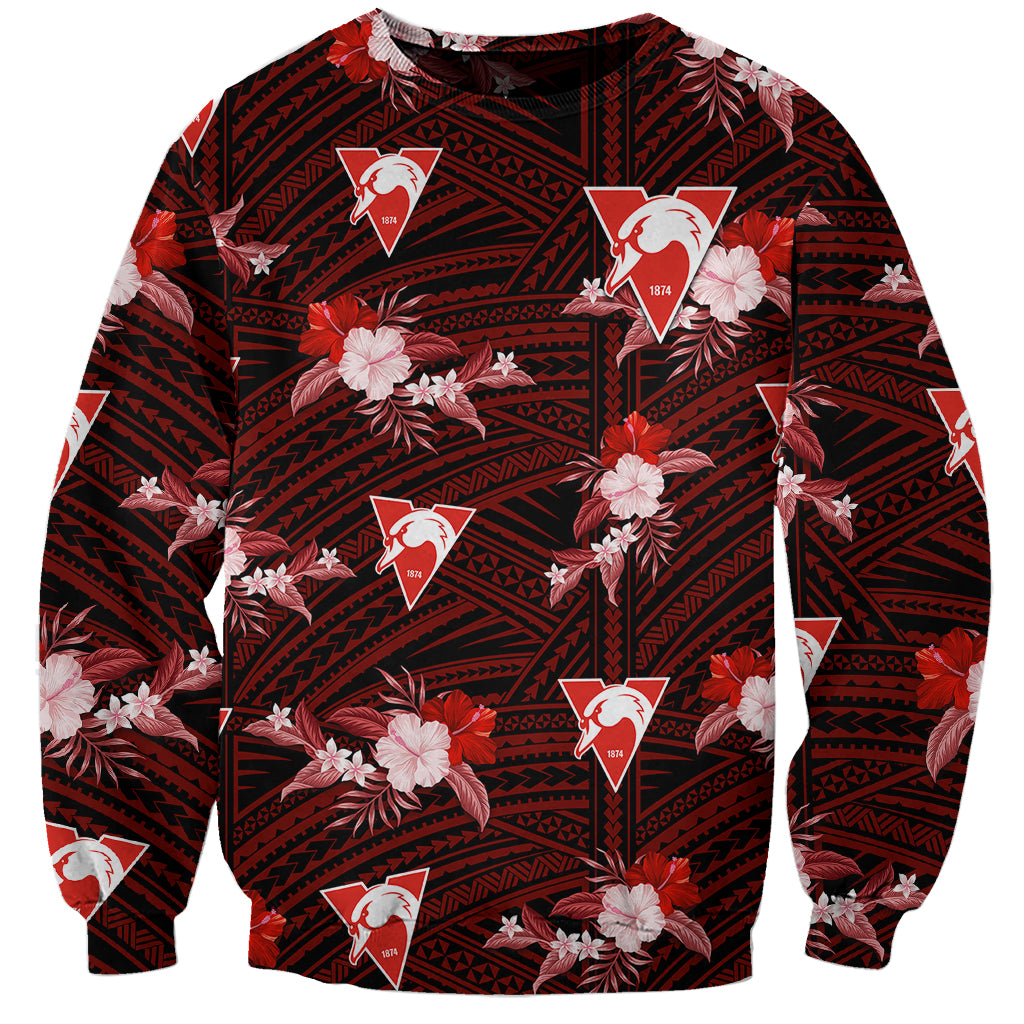 custom-text-and-number-sydney-swans-football-sweatshirt-polynesian-tribal-mix-tropical-hawaiian-style