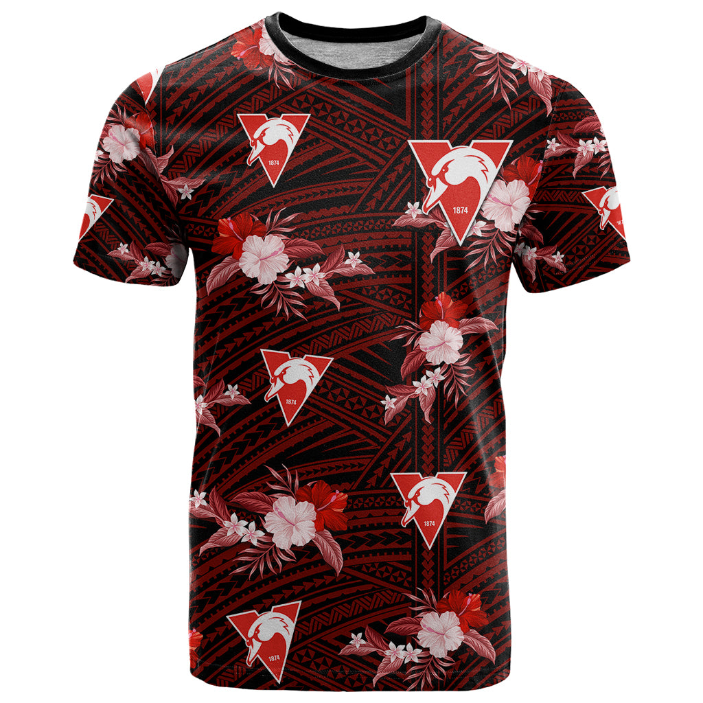 custom-text-and-number-sydney-swans-football-t-shirt-polynesian-tribal-mix-tropical-hawaiian-style